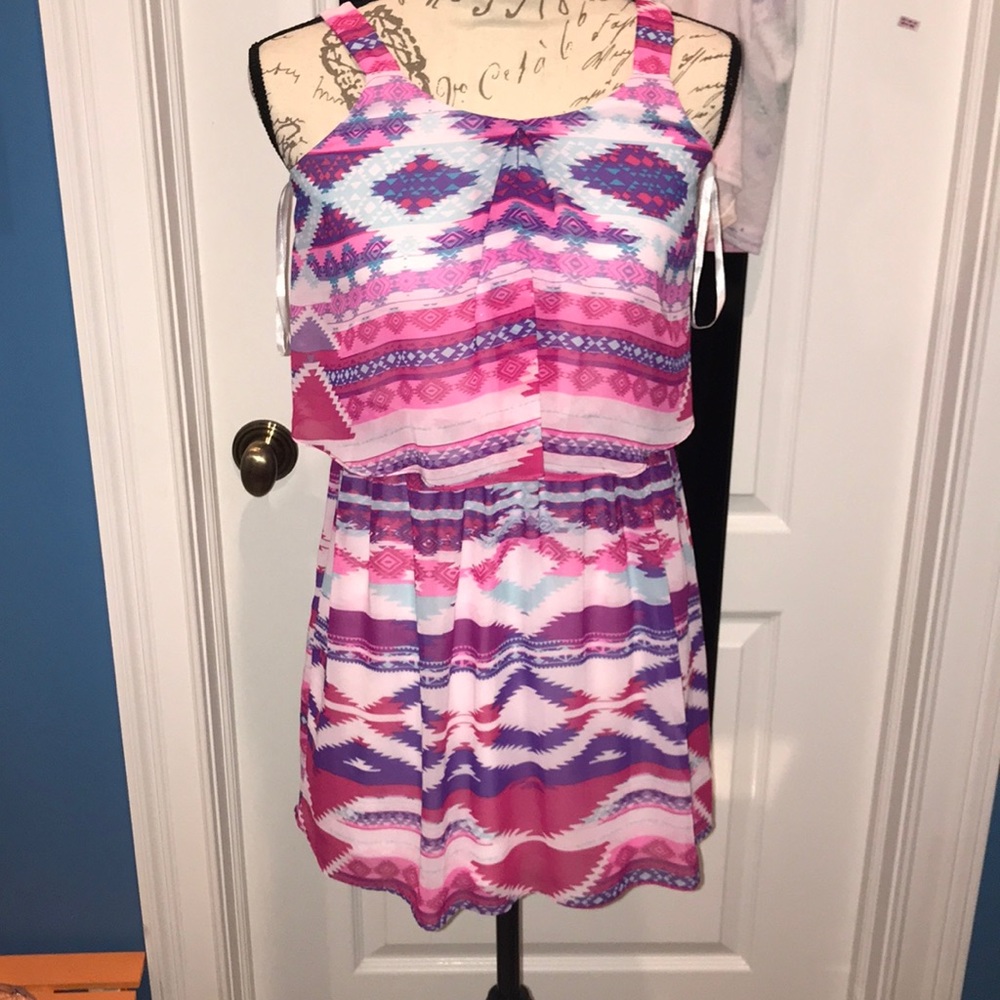ally b. multi colored layered mini dress